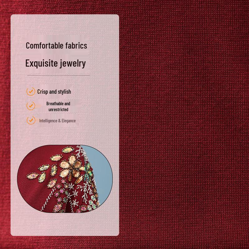 Pulover tricotat cu mânecă lungă pentru femei de vârstă mijlocie Qianlian