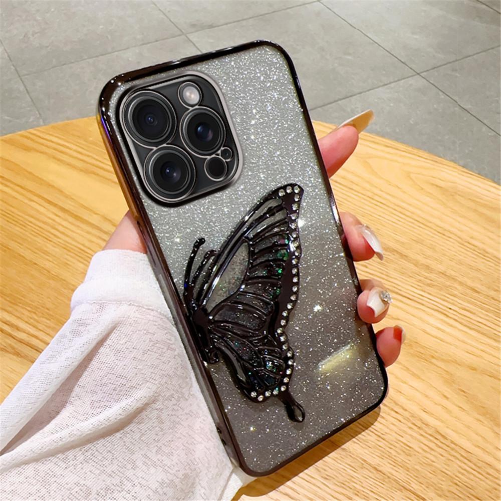 Quicksand Butterfly Glitter Plating Phone Cases For Samsung Galaxy A12 A13 A23 A33 A53 A73 A32 A52S A52 A72 Soft Silicone Cover