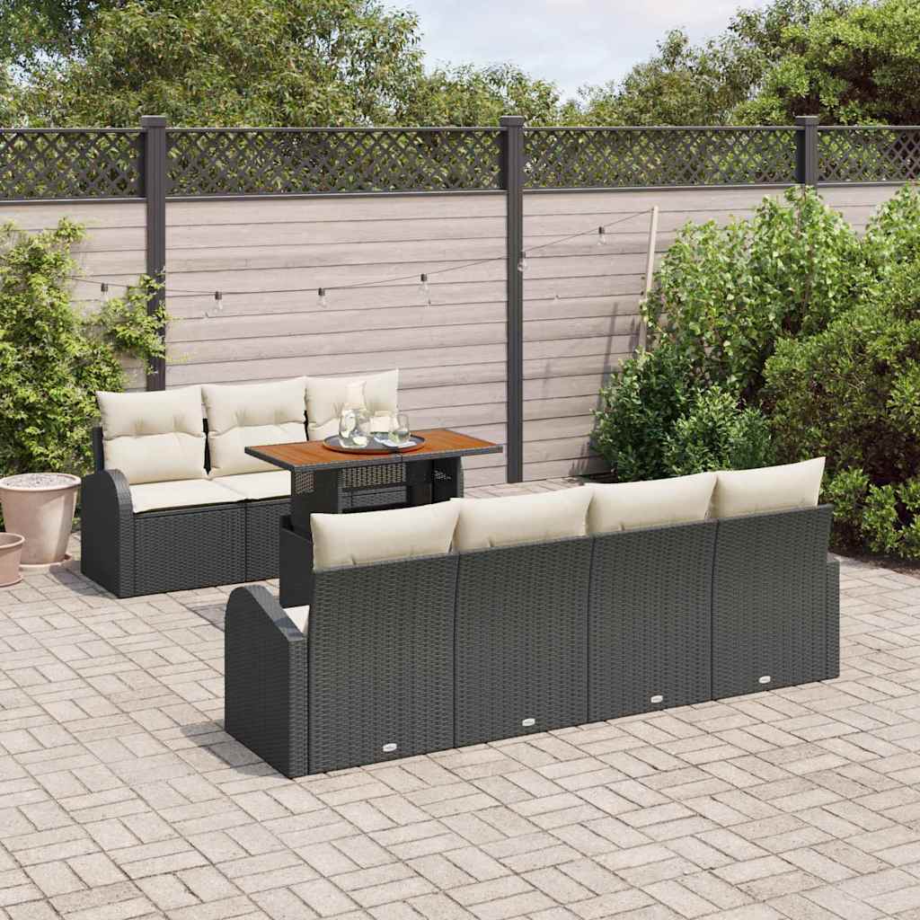 Garden Sofa Set with Storage 8 pcs Black Poly Rattan