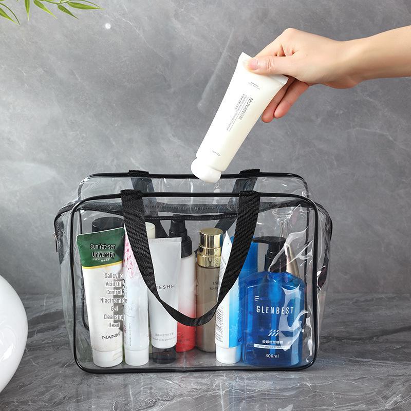 Portable 3-Piece PVC Transparent Cosmetic Bag Set – Large Capacity Waterproof Travel Toiletry Organizer