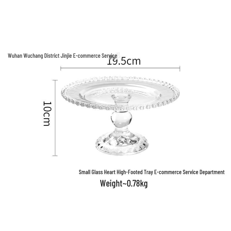Heart-Shaped Glass Footed Dessert Plate with Dust Cover
