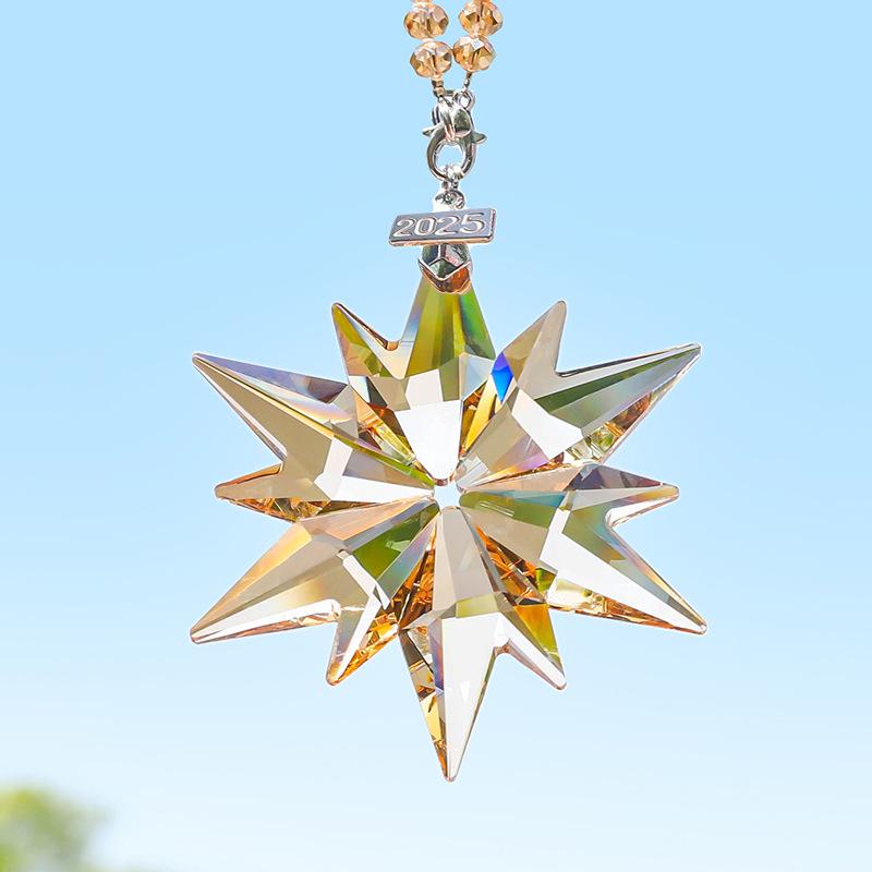 Creative Snowflake Hanging Ornament for Car Interior - Crystal Sunlight Catcher Decoration
