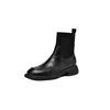 Fashion NEW Autumn Women Boots Split Leather Shoes for Women Round Toe Chunky Heel Shoes Slip-on Chelsea Boots Casual Weave Ankle Boots