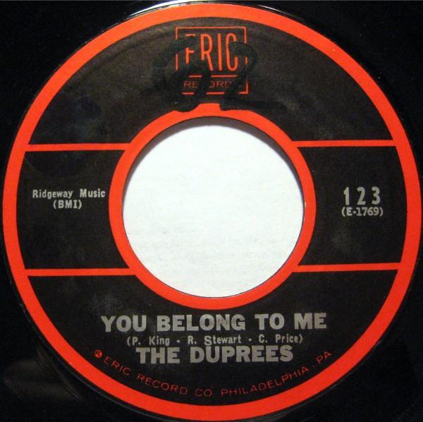 7-дюймовая пластинка DUPREES You Belong To Me Take Me As I Am 123 ERIC RECORDS 1968 США SoulFunk Б/у