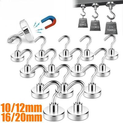 10PCS Strong Magnetic Hooks Multi-Purpose Storage Hooks Home Kitchen Bar Key Universal Hooks Bathroom Hangers