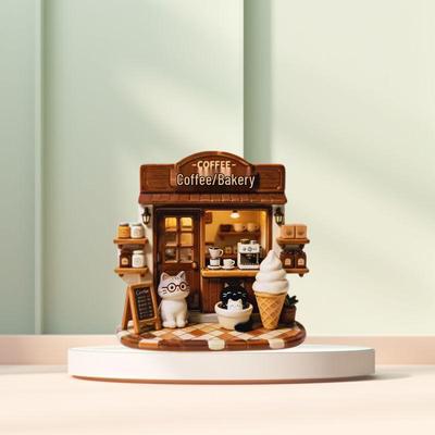 Cat Cafe Cabin Resin 3D Refrigerator Magnet - Unique Souvenir Toy