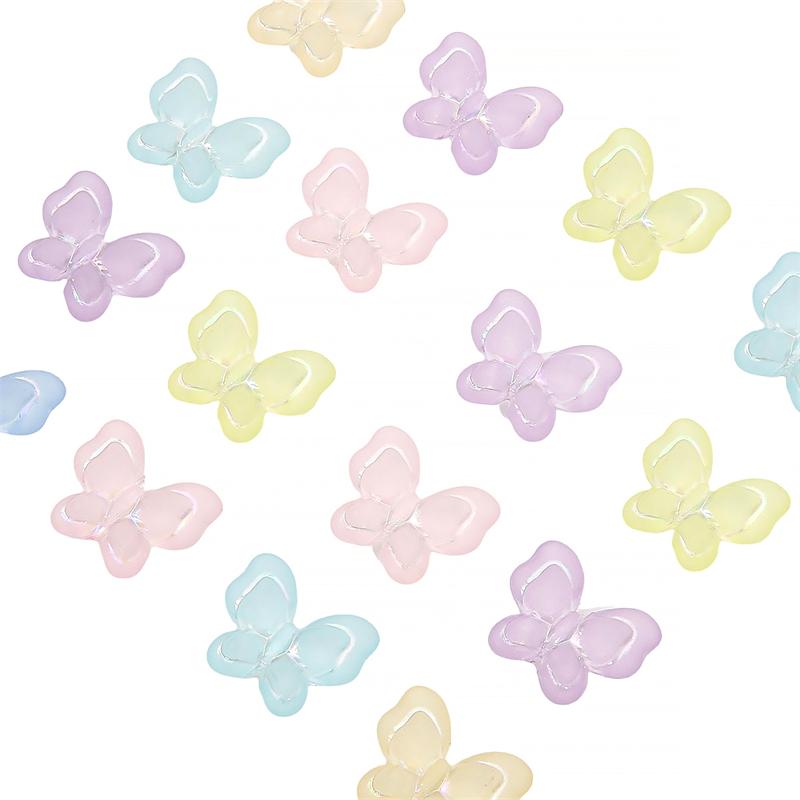 Silver Lined Frosted Butterfly Beads Acrylic Charms for DIY Jewelry Keychain 10 Pcs