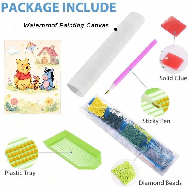 Disney Diamond Painting Kit Unframed, Winnie the Pooh Friends, Classic Style Home Decor Craft, Perfect Gift Idea