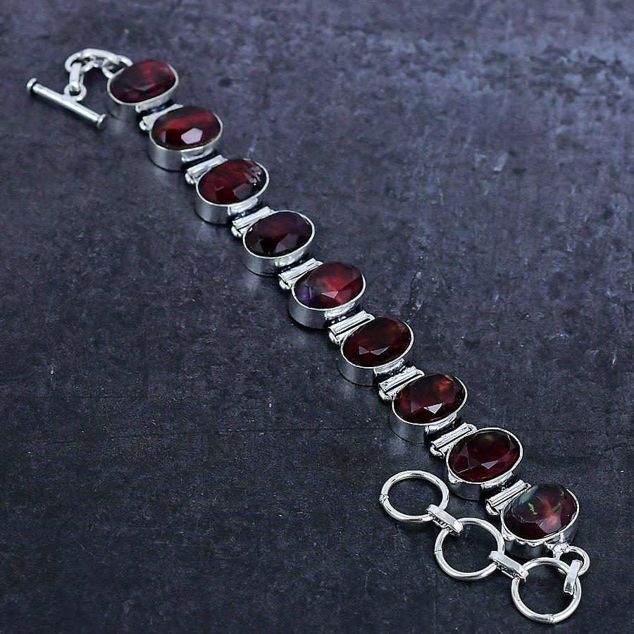 Smoky Topaz Gemstone Handmade 925 Sterling Silver Bracelet 7-8" I4N84