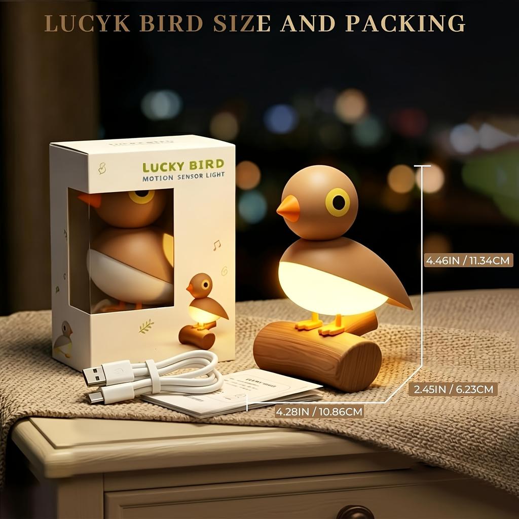 Bird Night Light with Motion Sensor And Dusk-To-Dawn Sensor, Magnetic Bird Lamp, Cute Small Table Lamp with Timer, Rechargeable Portable Wall Light