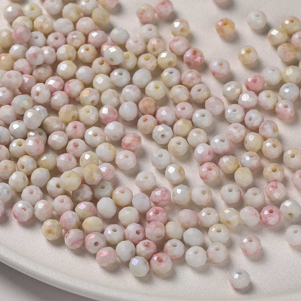40pcs 6mm Glass Faceted Flat Round Beads Loose Spacer Beads for DIY Craft Necklace Bracelet Jewelry Making Accessories