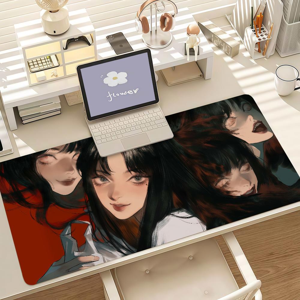 Junji Ito Ttomie Kawakami Mouse Pad Anti Slip Rubber Edge Locked Thickened Laptop Gaming Desk Mat