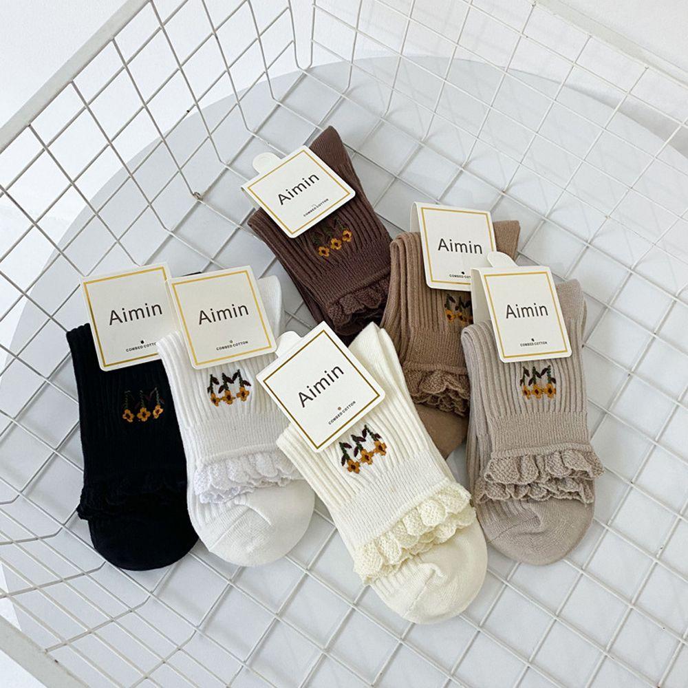 

Trendy Flower Ruffle Harajuku Style Personalize Hosiery Lace Women Cotton Socks Korean Ankle Socks