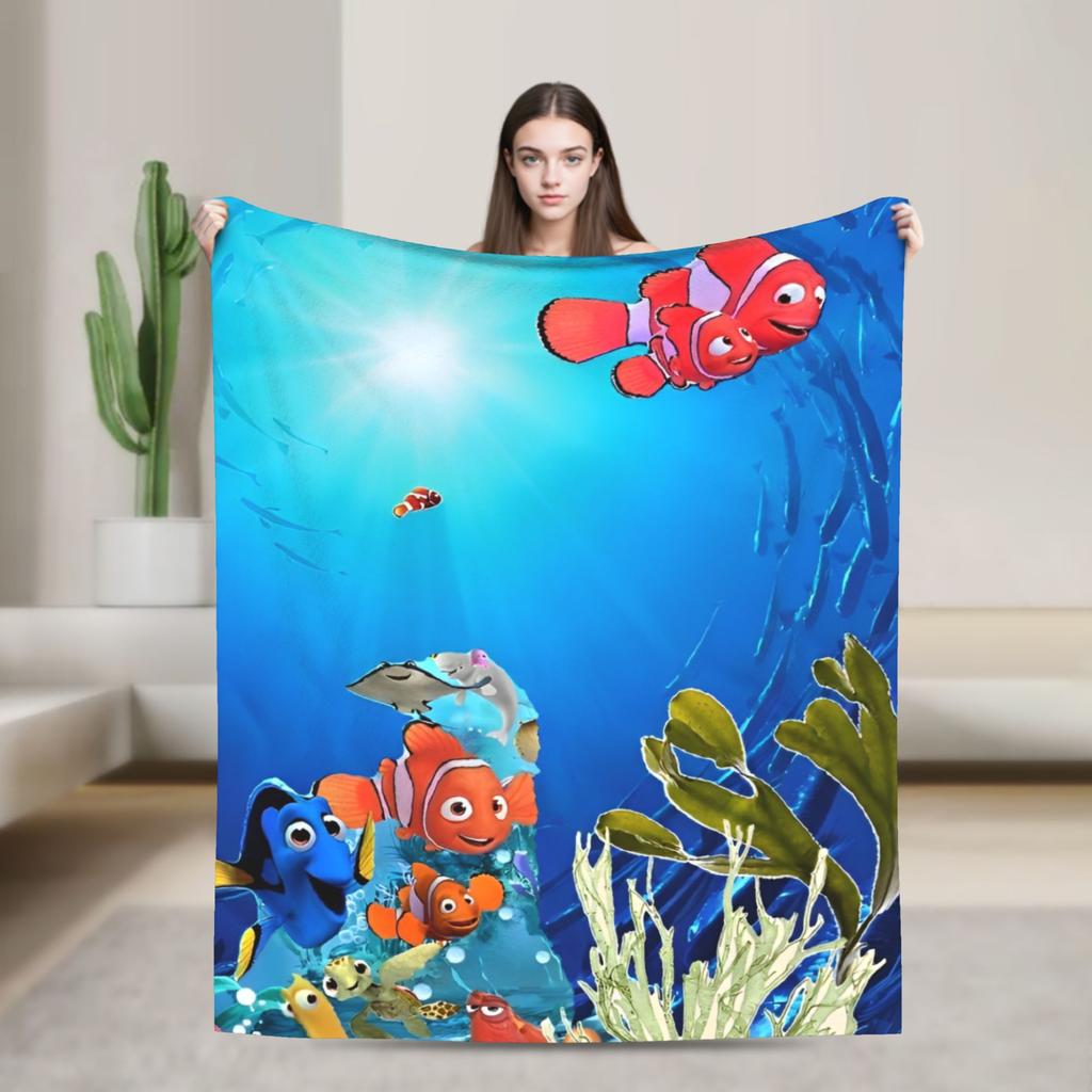 Weiche Decke Picknick Findet Nemo Zeichentrickfilm Meereswelt Überwurfdecke Flanell Tagesdecke Für Heimdekoration Muster Sofa Bettbezug