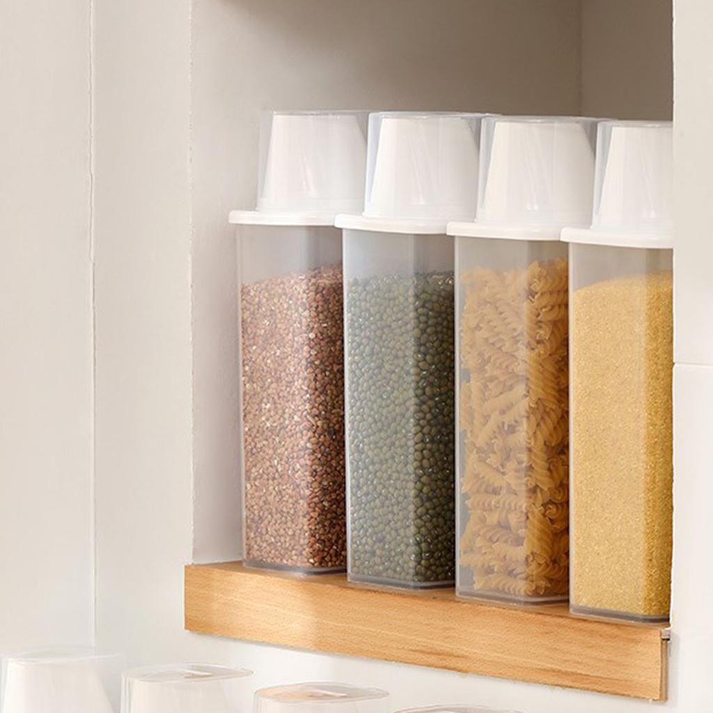 Cereal Container Plastic Transparent Sealed Dry Food Storage Dispenser Pantry Organization Canister with Measuring Cup