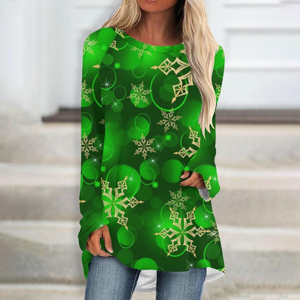 Round Neck 3D Printed Top Fashionable Casual Comfort Long Sleeved Women's T-shirts