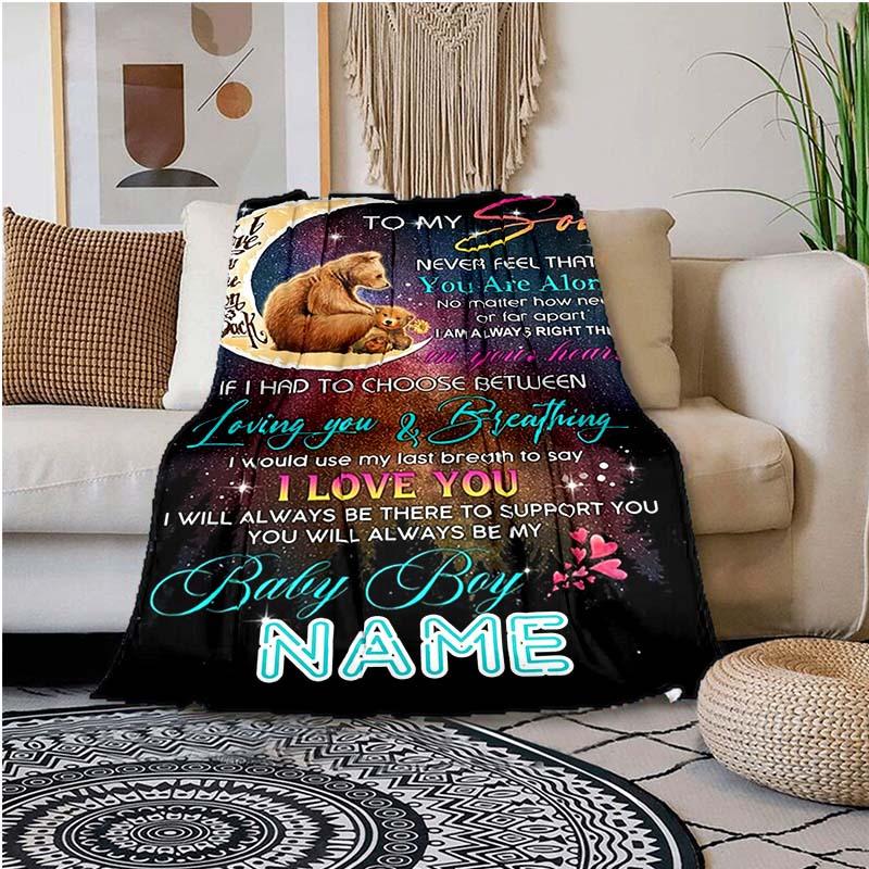 For My Son Customize Your Name Blanket Used For Chair Office Sofa Bed Camping Soft And Warm Giving Friends And Relatives Birthday Graduation Gift