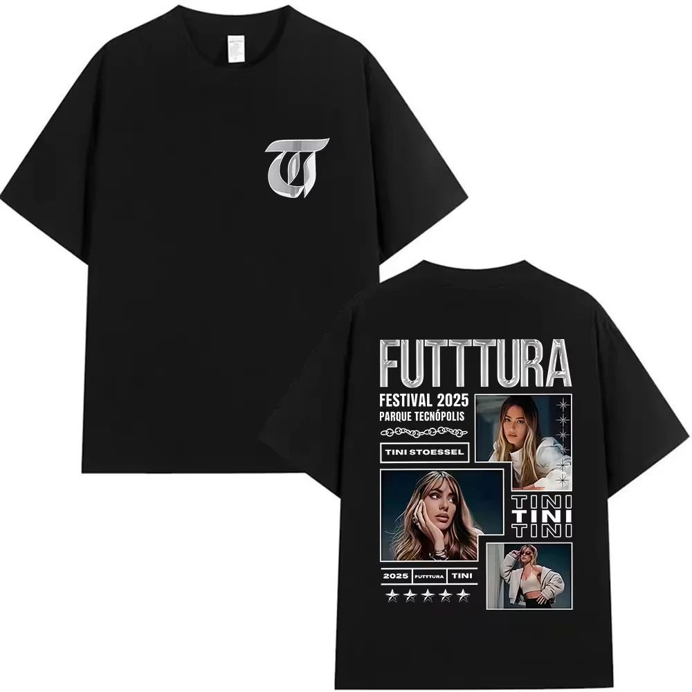 Koszulki Hip Hopowe Piosenkarka TINI STOESSEL Futtura Tour Nowy Album Koszulki Graficzne Moda Harajuku Krótki Rękaw Bawełna Codzienne Streetwear