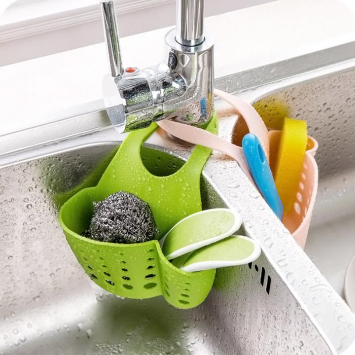 Portable Home Kitchen Bathroom Sink Sponge Hanging PVC Shelving Rack Drain Faucet Storage Pail Shelves Tools Holder Hoga