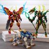 Blocchi da costruzione robot trasformabili modello bestia mitologica cinese Drago Ciano tigre bianca fenicottero rosa figura giocattolo di assemblaggio per bambini
