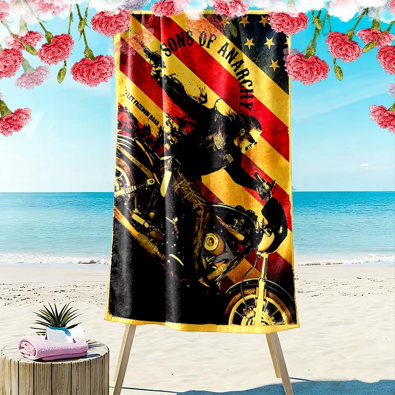 Sons Anarchy: Brotherhood Rebellion Beach Towel Soft Portable for Travel Seaside Outdoor Pool Towel Absorbent Bath Towel Fashion