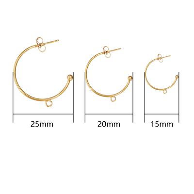 6 Stück/Los 15-25mm C-Form Edelstahl Ohrhaken mit Creolen Runde Ohrring Ohrbügel Für Schmuckherstellung DIY Ohrringe Zubehör