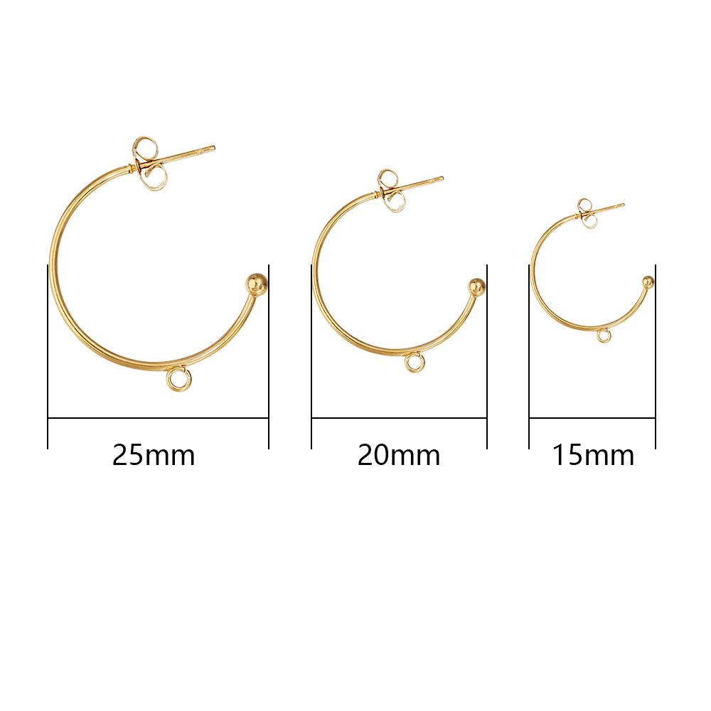 6pcs/lot 15-25mm C-shape Stainless Steel Ear Hooks with Hoop Round Earring Ear Wire For Jewelry Making DIY Earrings Accessories