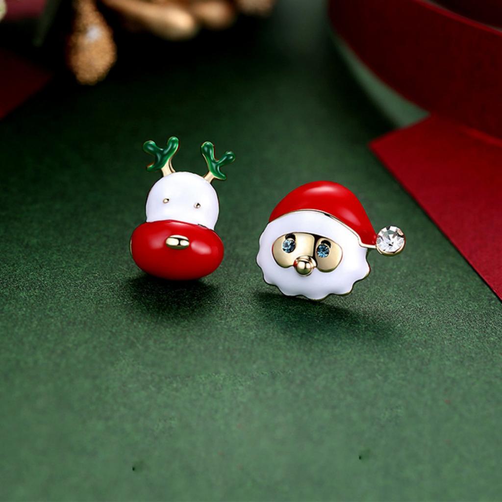 Christmas Rhinestone Imitation Pearl Bowknot Bells Drop Earrings Cute Deer Gift Box Santa Claus Earrings Jewelry For Women Men