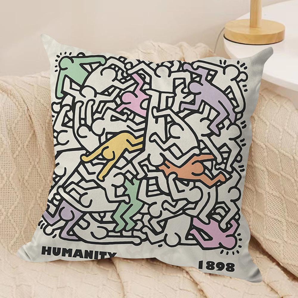 KKeith Art Exhibition Cushion Cover Silky Short Plush Invisible Zipper Dustproof Sofa Pillow Case For Home Decor