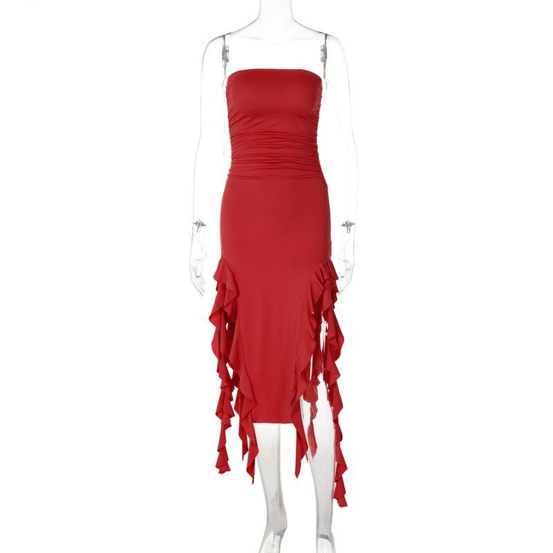 Fashion Style Women's Clothing 2024 Summer New Fashion Sexy Stylish Wrapped Chest Irregular Dress