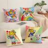 R-Rainbows Girl B-Brite  Cushion Cover Silky Short Plush Sofa Pillow Cover Hidden Zipper Soft Dustproof Case for Home Decor