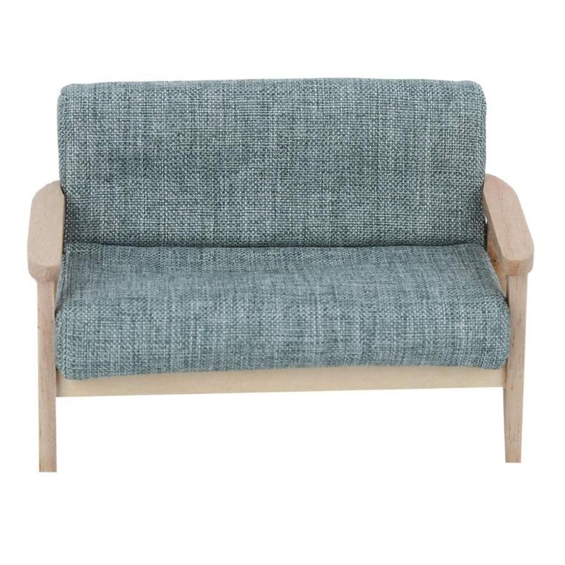 

Bedroom Loveseat Sofa Miniature Furniture Model Accessories Role Play Furnishings Bright Couch for Doll House серый/зелёный