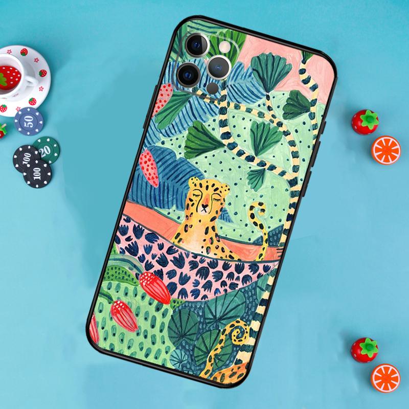 Cute Cartoon Sloth Leopard Phone Case For iPhone 17 Air 15 14 13 12 11 16 Pro Max 13 12 Mini 15 16 Plus 16e Cover Funda