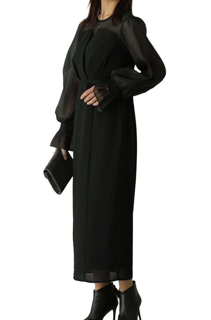Party Dress Chiffon Poet Sleeve Long One Piece Dress For After Formal Body Wedding Dress Date Maternity Dinner Occasion 300068 [MORE AUNI] Weddings,