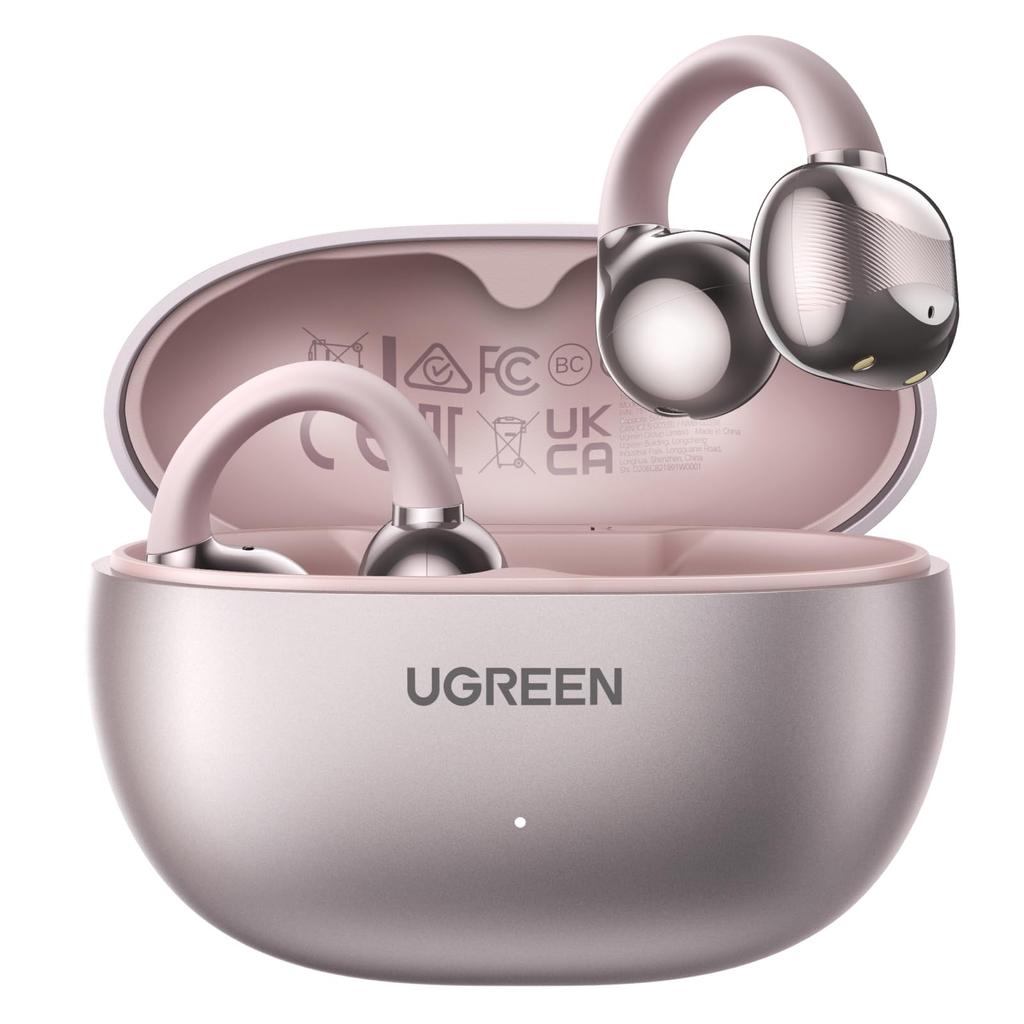 UGREEN Kolczyk Bluetooth Dźwięk Połączenia AI Hałas Godziny Odtwarzania Słuchawki, 5.4, Jakość Hi-Fi, ENC, Redukcja, Otwarta Konstrukcja/Klips na Ucho/Prawdziwie Bezprzewodowe/IPX5