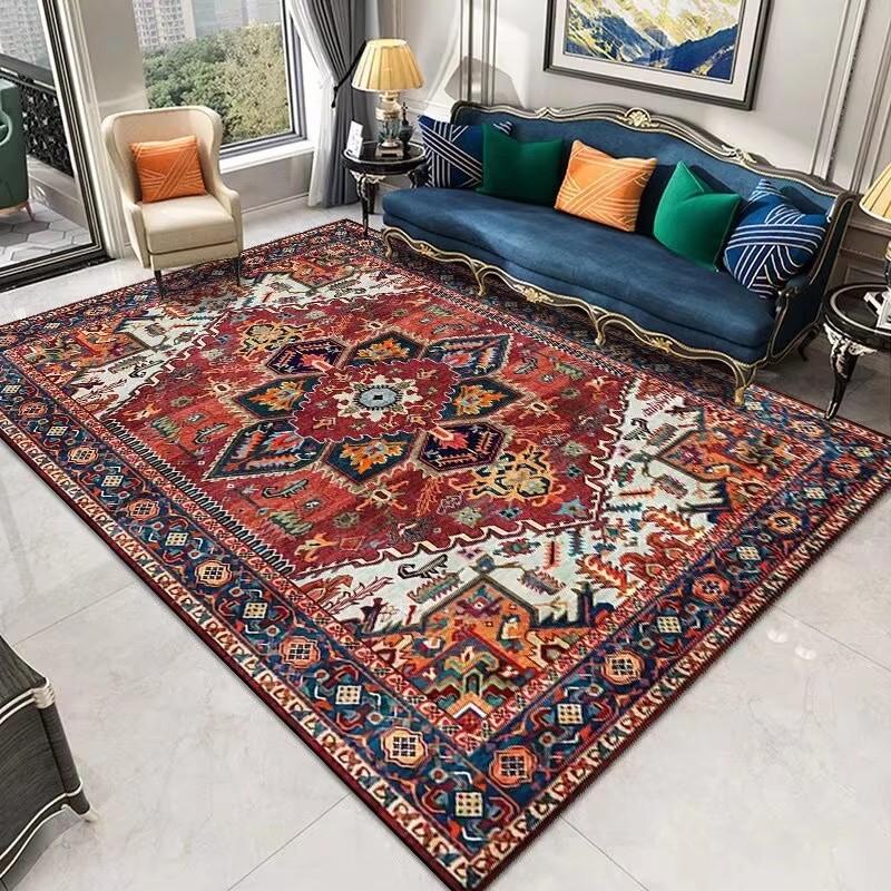 Retro Persian Ethnic Carpets Turkish Rugs for Living Room Bedside Bedroom Vintage Floor Mats Entrance Doormat Carpet Large Rug