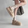Design sense pearl bow fluffy shoes women's autumn and winter French retro thick-soled one-pedal temperament European cotton shoes