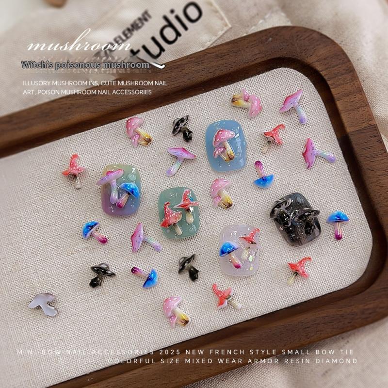 50 шт. Мини-грибы Микс Нейл-арт Сделай сам Мультяшные Смоляные Аксессуары для Ногтей Стереоскопическое Украшение Шармы Нейл-арт one size