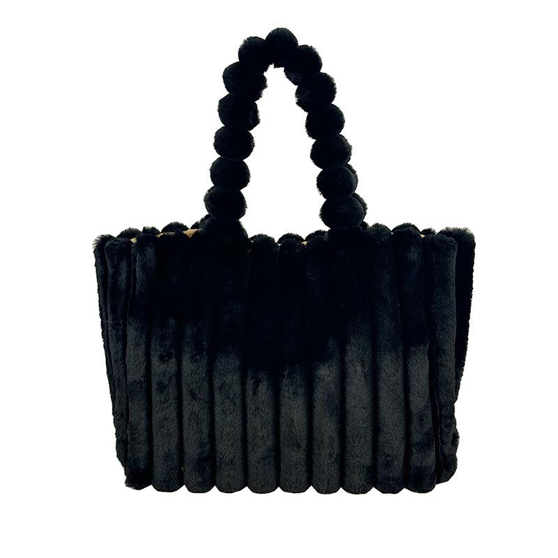 Плюшевая большая женская сумка-тоут - Стильная универсальная сумка через плечо для осенизимы 381326cm чёрный 1190₽