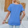 Damen Rundhals-Oberteil Lässiges Patchwork Einfarbiges Lockeres T-Shirt