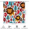 Playful Lion Forest: Whimsical Animal And Tree Pattern Shower Curtain For A Fun And Vibrant Bathroom Dcor