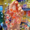 Beaded Keychain Macaron Color Beads Sparkling Mobile Phone Chain Bag Hanger with Transparent Colorful Pendants Anti-Lost Charm Accessories