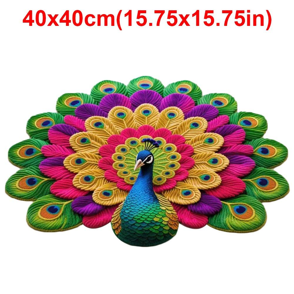 Special-shaped Peacock Carpet Non-slip Soft Peacock Mat 40x40cm/80x80cm Absorbent Door Gasket for Living Room Tea Table Bedside