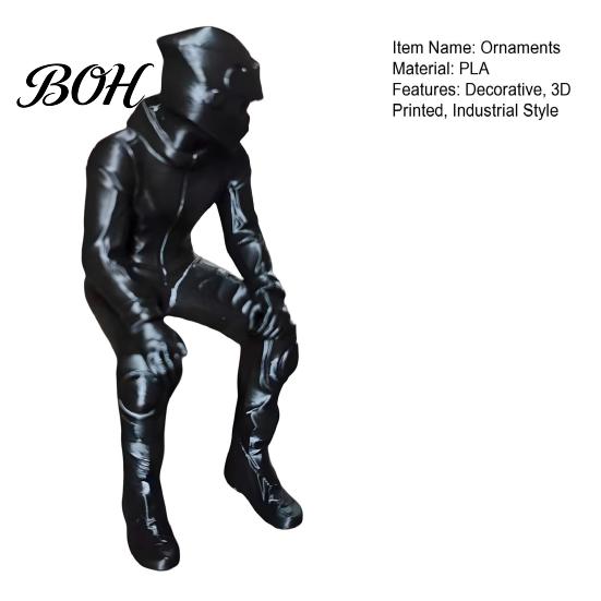 Sitting Motorcyclist Art Statue 3D Printed Motorcycle Rider Figurine, Statue, Biker Figure Decor for Home Office Desktop Shelf & Enthusiasts Ornament