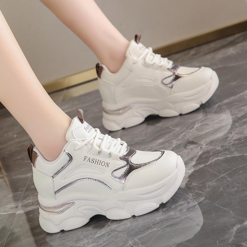 Korean version of platform white shoes 2025 spring fashion new dad shoes women's ins tide increases casual sports single shoes women