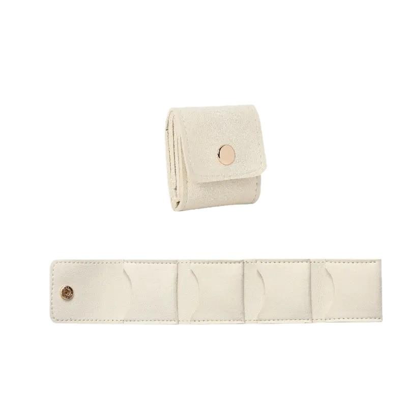 Niedliche kleine Mikrofaser-Taschen mit Druckknopfverschluss Schmuck Faltbare Aufbewahrungstaschen Stecker Ohrringe Ring Anhänger Halskette Organizer Geschenktaschen