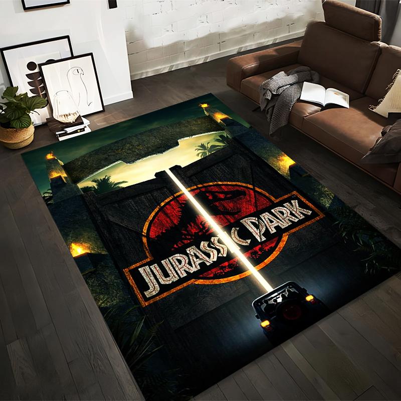 

Jurassic Park Themed Carpet with Iconic Gate and Jeep Design Suitable for use as an anti-slip for living room bedroom sofas 40x60cm( 15x23in )