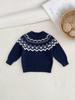 New Unisex Fair Isle Jacquard Sweater for Boys - 100% Pure Cotton Knitwear, Autumn/Winter Style, Casual Children's Clothing.