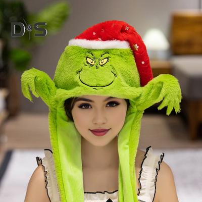 Christmas Hat Cartoon Elk Snowman Decor Ear-moving Headdress Thick Plush Winter Hat Holiday Gift Headwear Festival Costume Prop