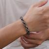 Chunky Twisted Chain Bracelets for Men Boys,Stainless Steel Antique Grey Handmade Wristband,Rock Punk Jewelry Gifts